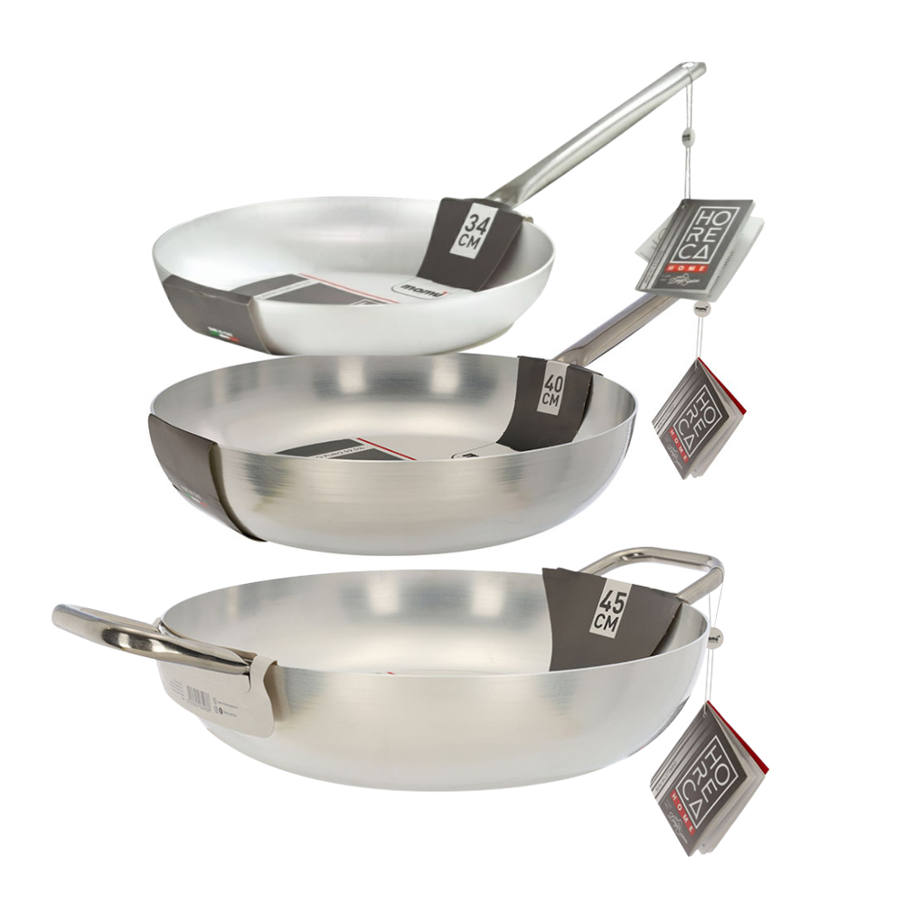 Mamù Set Professionale 3 prodotti padella, saltapasta, tegame in alluminio puro linea professionale made in italy_1