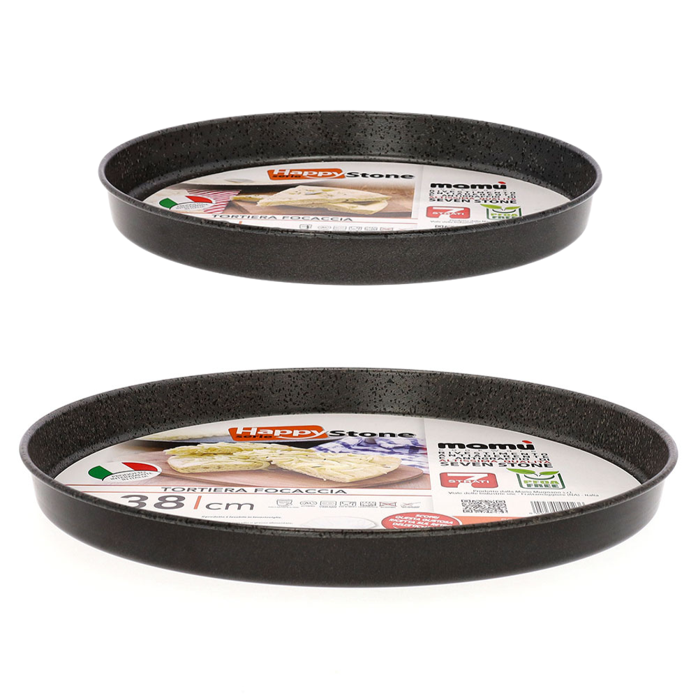 Mamù Set 2 tortiere per focaccia antiaderente alluminio 7 strati PFOA free antigraffio made in italy_1
