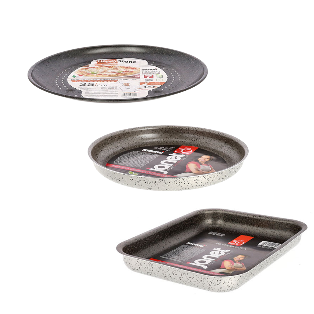 Mamù Set 3 prodotti per pizza antiaderente alluminio antigraffio cottura veloce made in italy_1