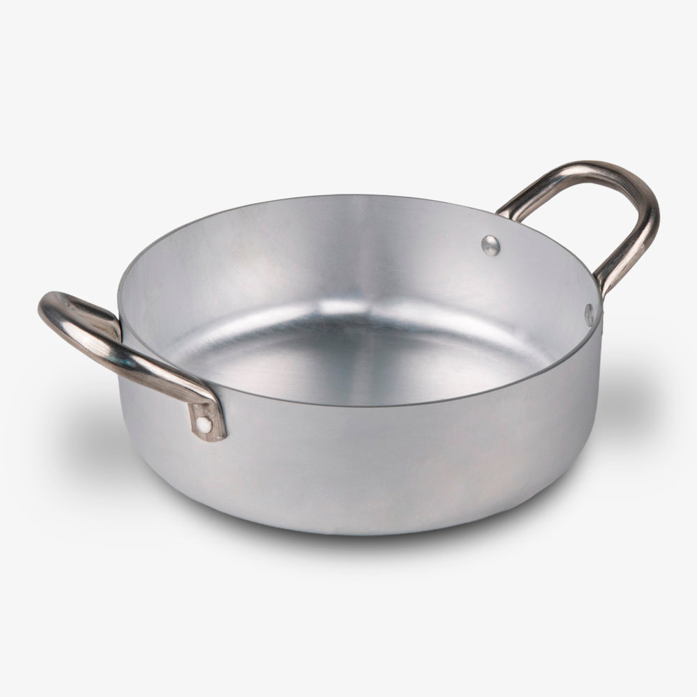 Tegame in alluminio bianco con due manici in ferro piccola misura made in italy_1
