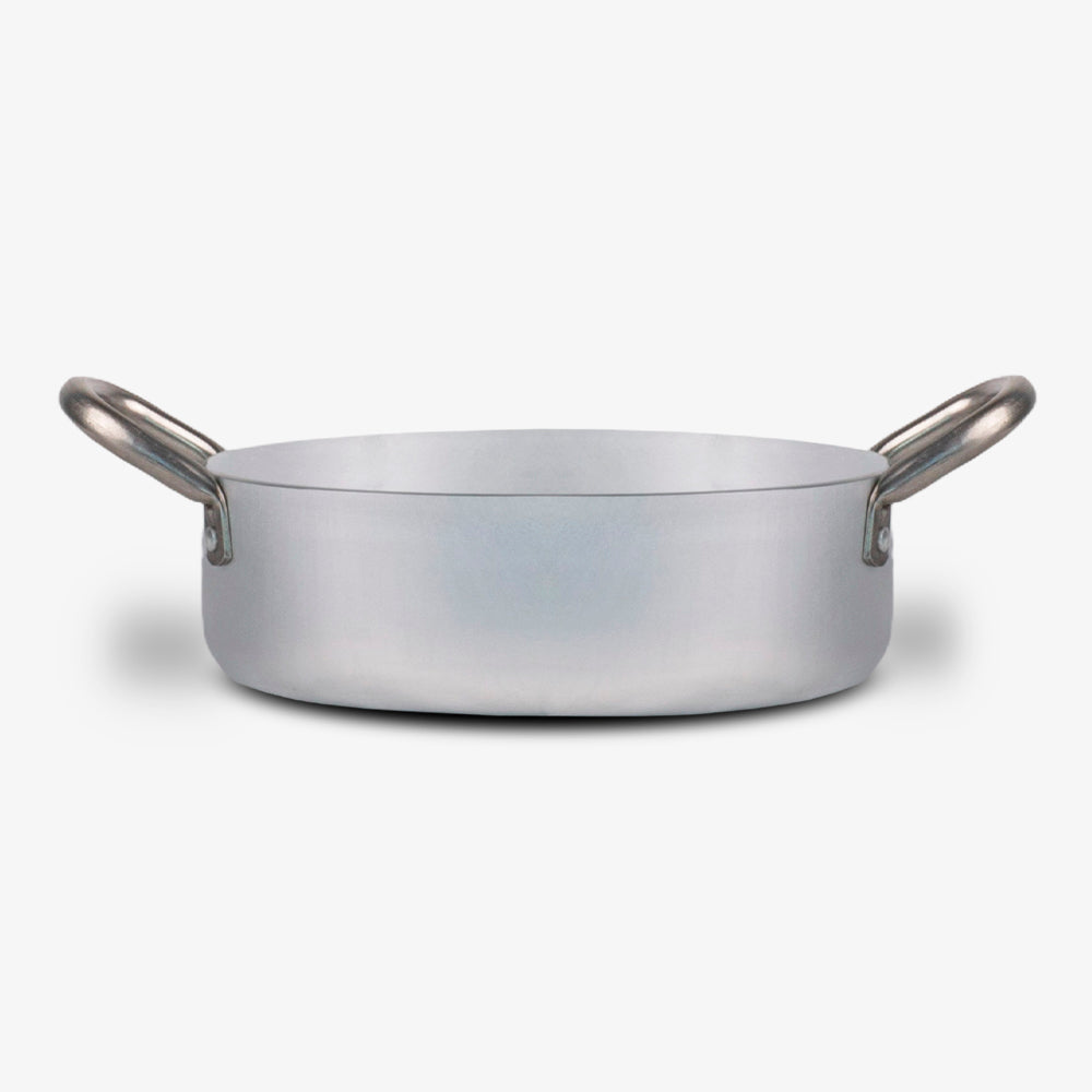 Tegame in alluminio bianco con due manici in ferro piccola misura made in italy_2