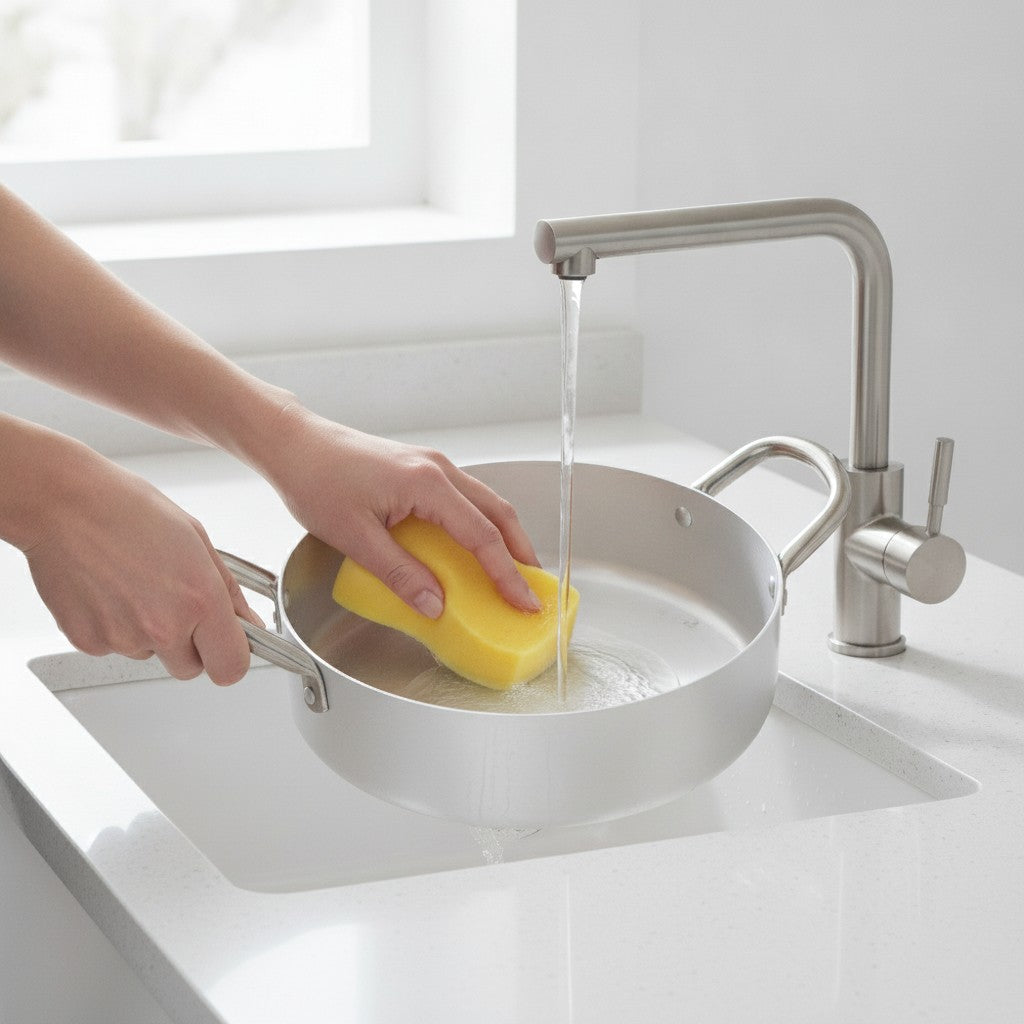 Tegame in alluminio bianco con due manici in ferro piccola misura made in italy_7 - 7