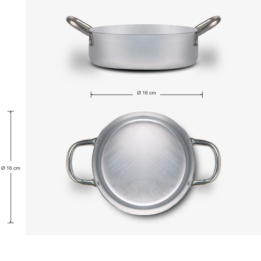 Kleine weiße Aluminiumpfanne mit zwei Eisengriffen, hergestellt in Italien - 7
