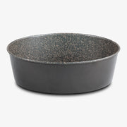 Round non-stick aluminum cake pan, 7 layers, PFOA free, scratch-resistant, made in Italy.