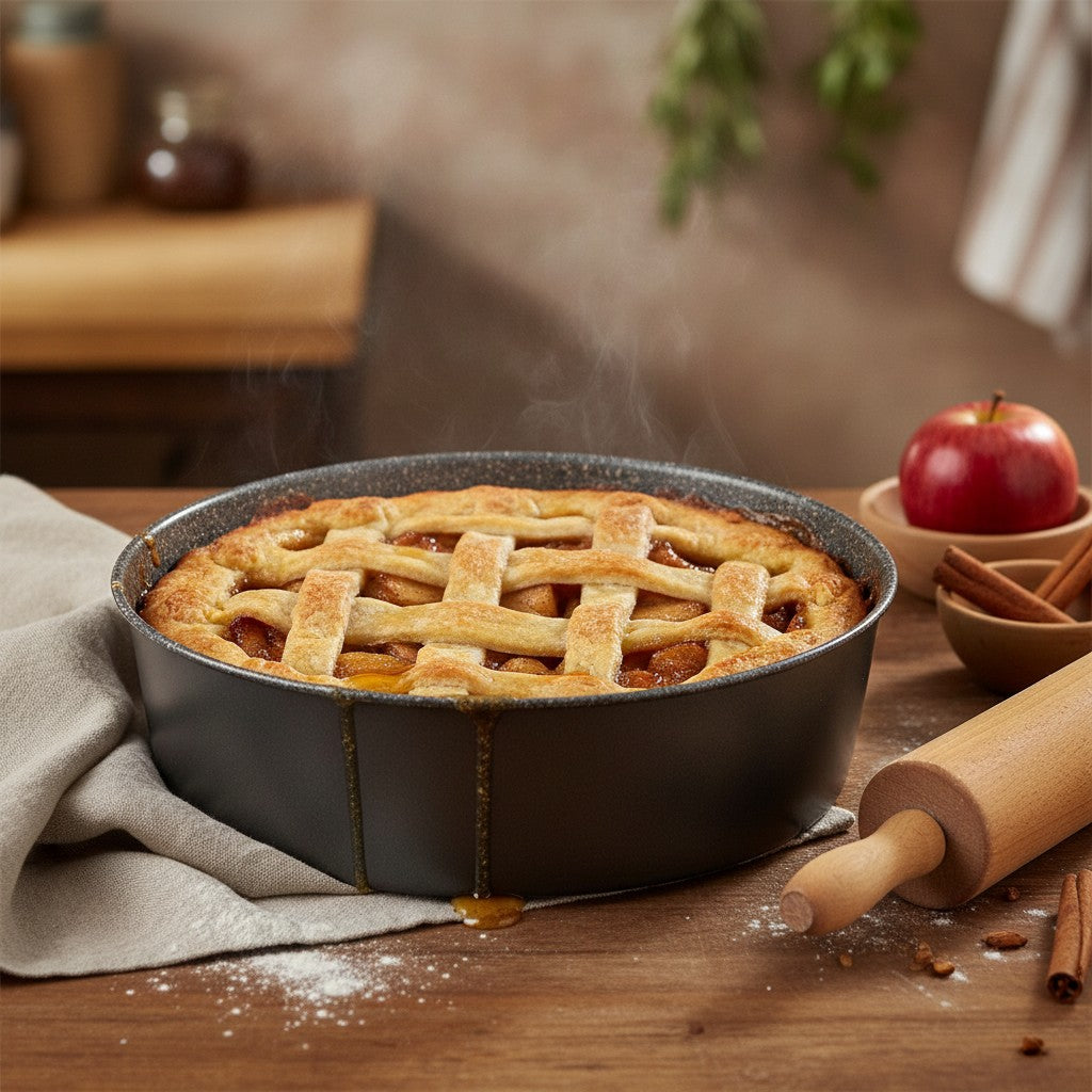Round non-stick aluminum cake pan, 7 layers, PFOA free, scratch-resistant, made in Italy. - 6