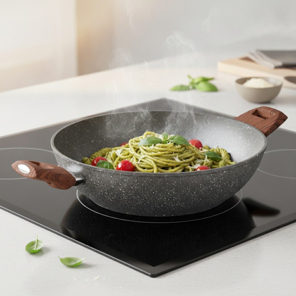 Wok ad induzione con alto spessore resistente con due manici_8 - 8