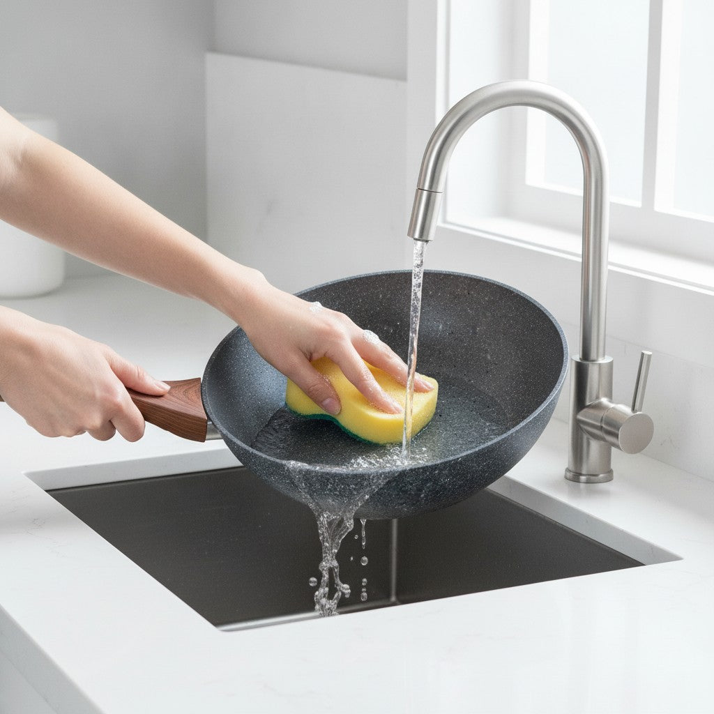 Wok ad induzione con alto spessore resistente con un manico