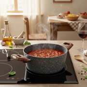 Extra-resistant thick induction casserole dish with two handles