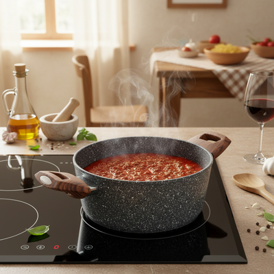 Casseruola con due manici ad induzione con alto spessore resistente