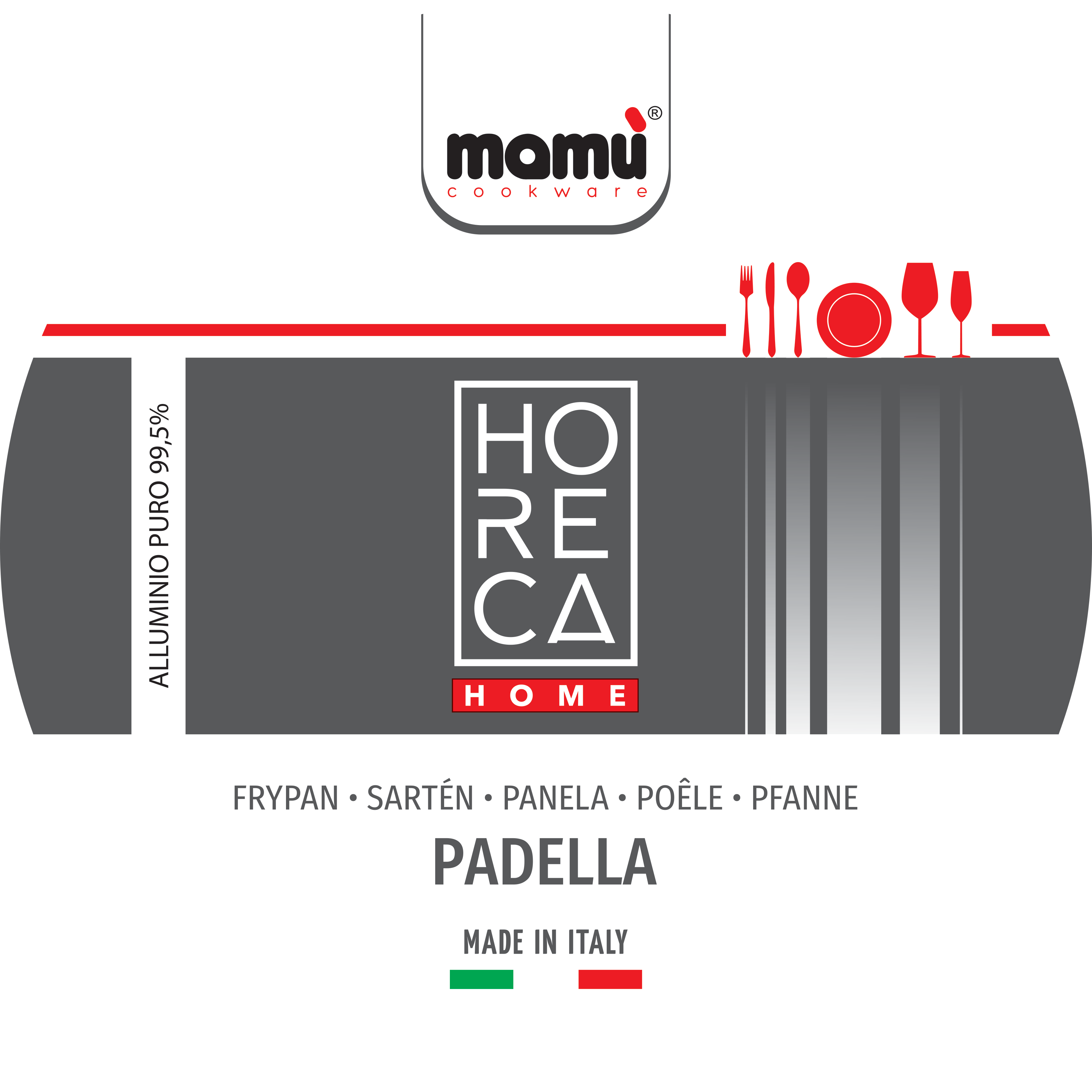 Padella alluminio puro linea professionale durevole 99,5% alluminio puro made in italy