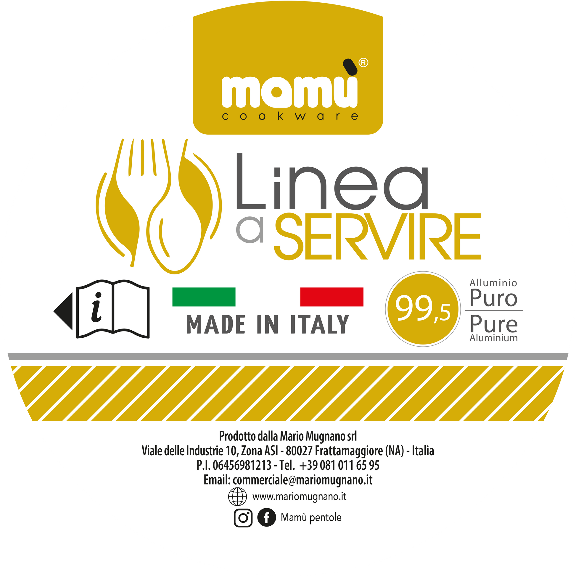 Kleine weiße Aluminiumpfanne mit zwei Eisengriffen, hergestellt in Italien