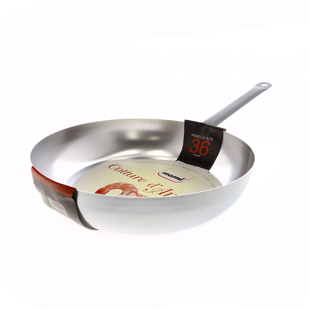White aluminum sauté pan with large iron handle for home use, making you feel like a chef, made in Italy. - 13