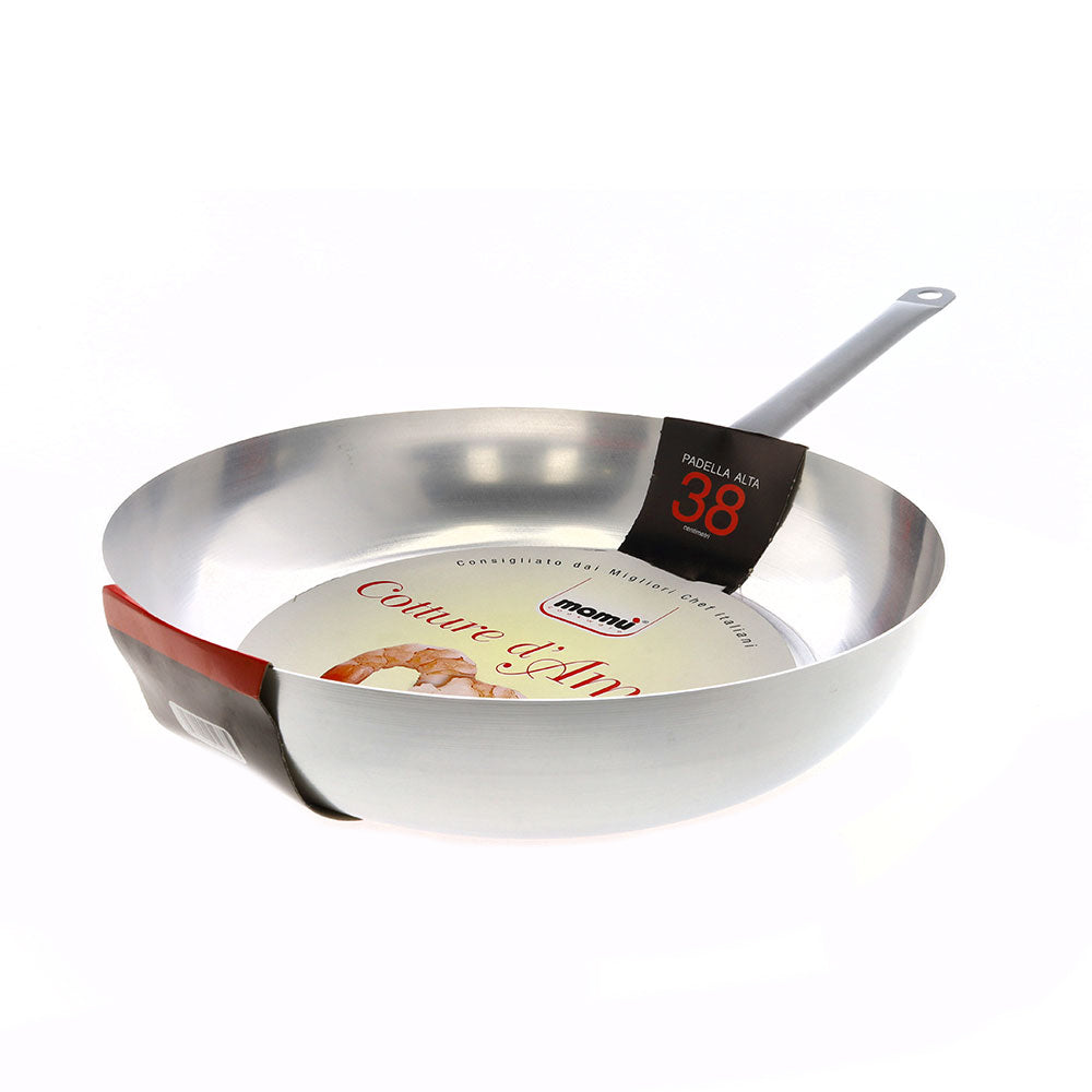White aluminum sauté pan with large iron handle for home use, making you feel like a chef, made in Italy. - 14