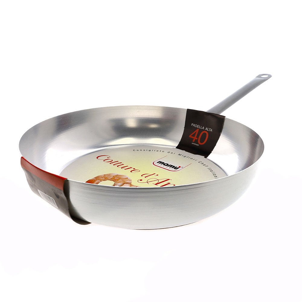 White aluminum sauté pan with large iron handle for home use, making you feel like a chef, made in Italy. - 15