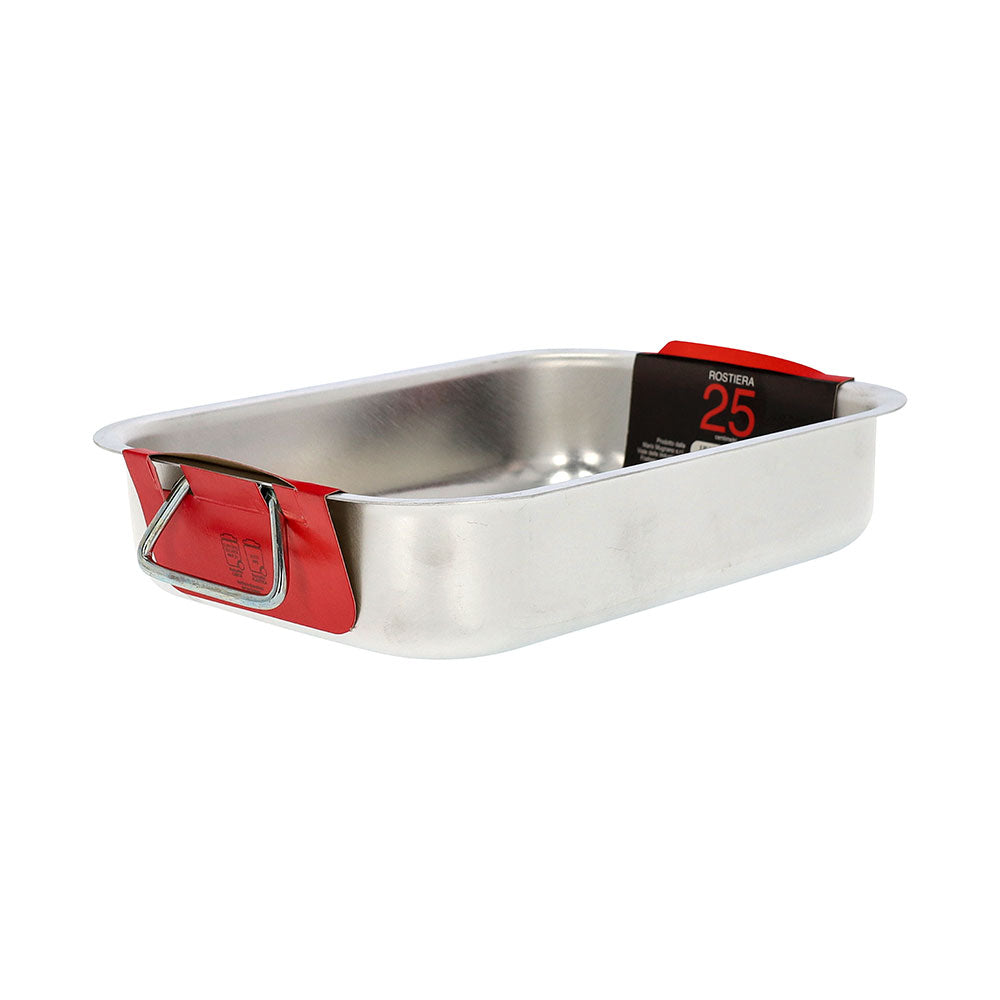 White aluminum roasting pan with large iron handle for home use, to make you feel like a chef, made in Italy
