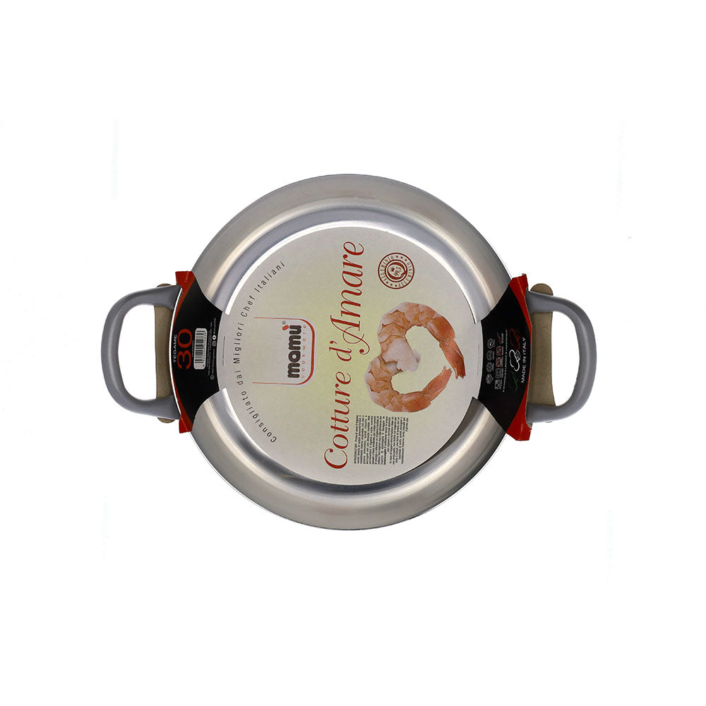 tegame in alluminio bianco con manico in ferro capiente horeca casalinga per sentirti uno chef made in italy cotture damare_2