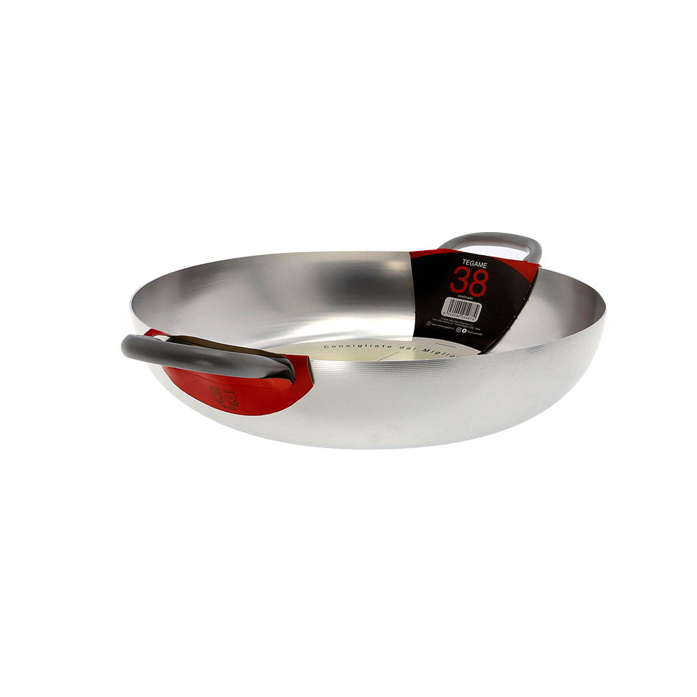 Weiße Aluminiumpfanne mit Eisengriff, große Größe, für den Gastronomiebereich, für das Gefühl, ein Profikoch zu sein, hergestellt in Italien - 15