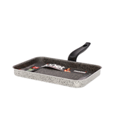 Rechteckige Grillpfanne, längliche Form, antihaftbeschichtet, handlich, PFOA-frei, kratzfestes Aluminium, praktisch, schnelles Garen, hergestellt in Italien
