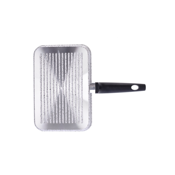 Rechteckige Grillpfanne, längliche Form, antihaftbeschichtet, handlich, PFOA-frei, kratzfestes Aluminium, praktisch, schnelles Garen, hergestellt in Italien - 4