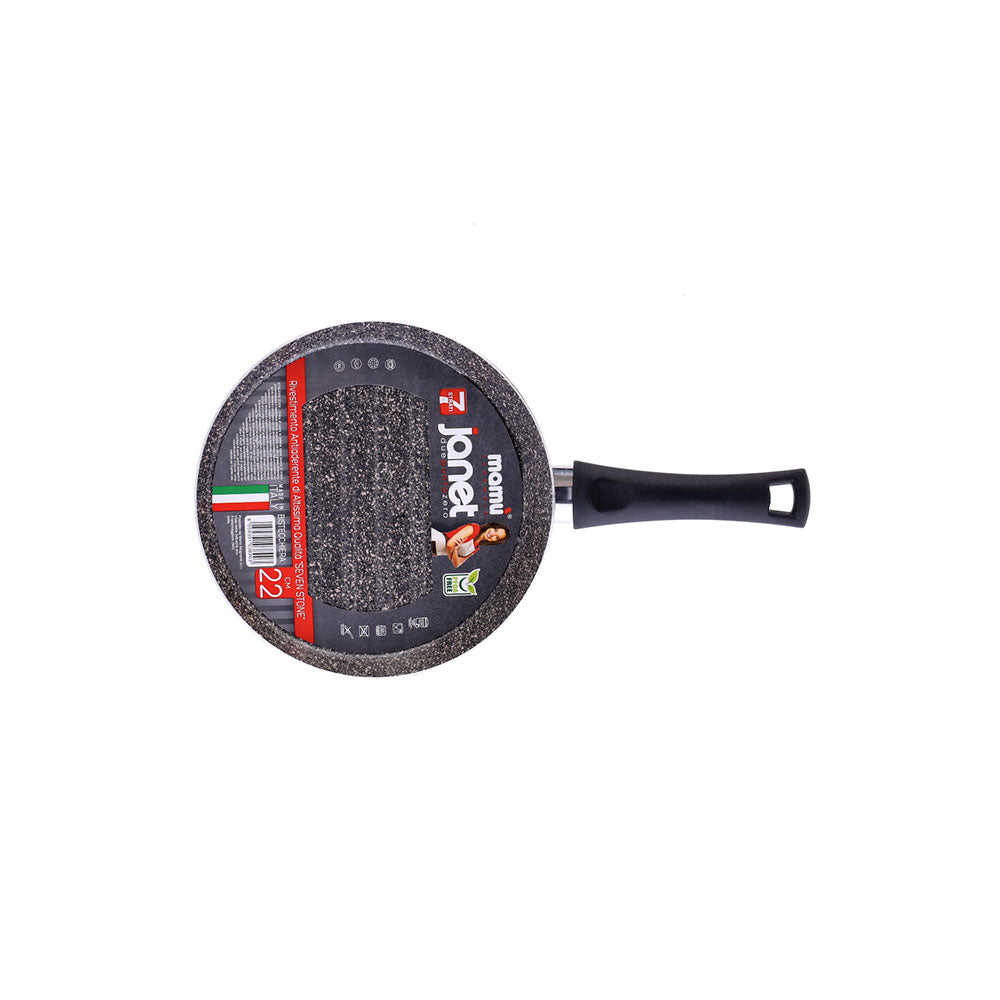 Round non-stick grill pan, easy to handle, PFOA-free, scratch-resistant aluminum, practical, fast cooking, made in Italy