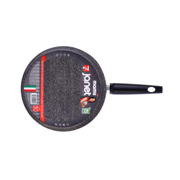 Round non-stick grill pan, easy to handle, PFOA-free, scratch-resistant aluminum, practical, fast cooking, made in Italy