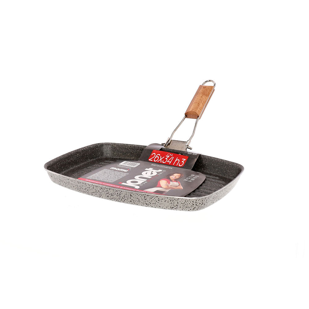 Bistecchiera Rettangolare dimensione generosa antiaderente maneggevole alluminio PFOA free antigraffio pratica cottura veloce made in italy