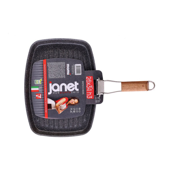 Bistecchiera Rettangolare dimensione generosa antiaderente maneggevole alluminio PFOA free antigraffio pratica cottura veloce made in italy - 4