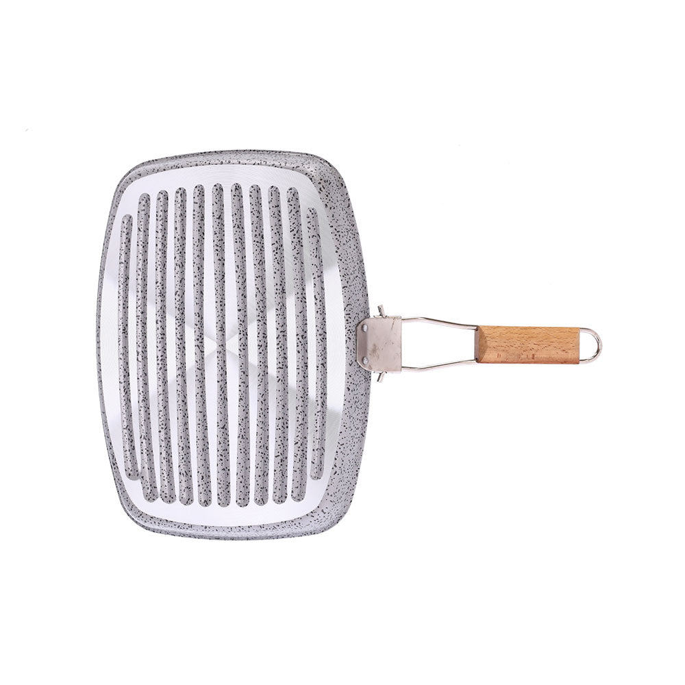 Bistecchiera Rettangolare dimensione generosa antiaderente maneggevole alluminio PFOA free antigraffio pratica cottura veloce made in italy