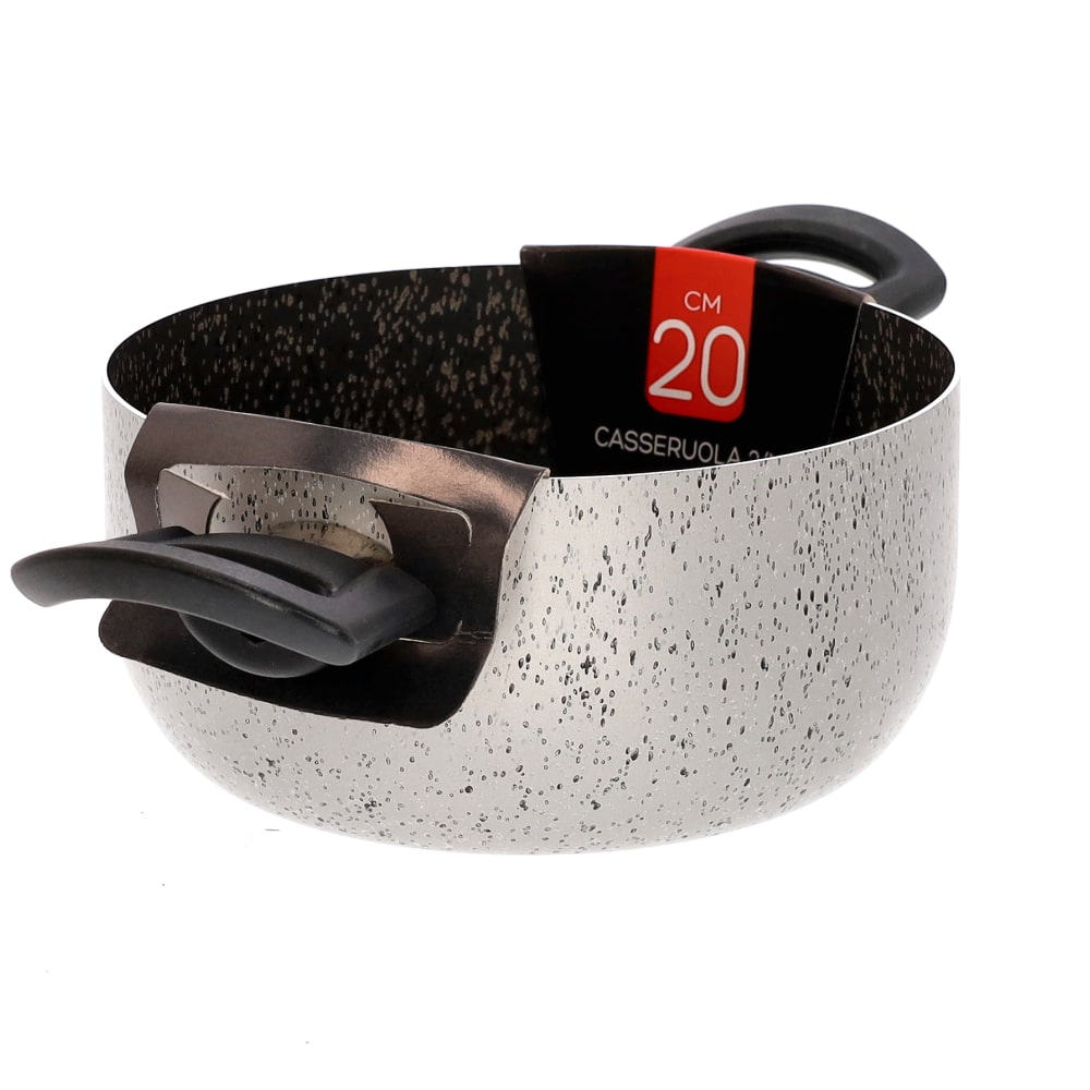 Casserole with two handles, non-stick, easy to handle, PFOA-free, scratch-resistant aluminum, practical, fast cooking, made in Italy