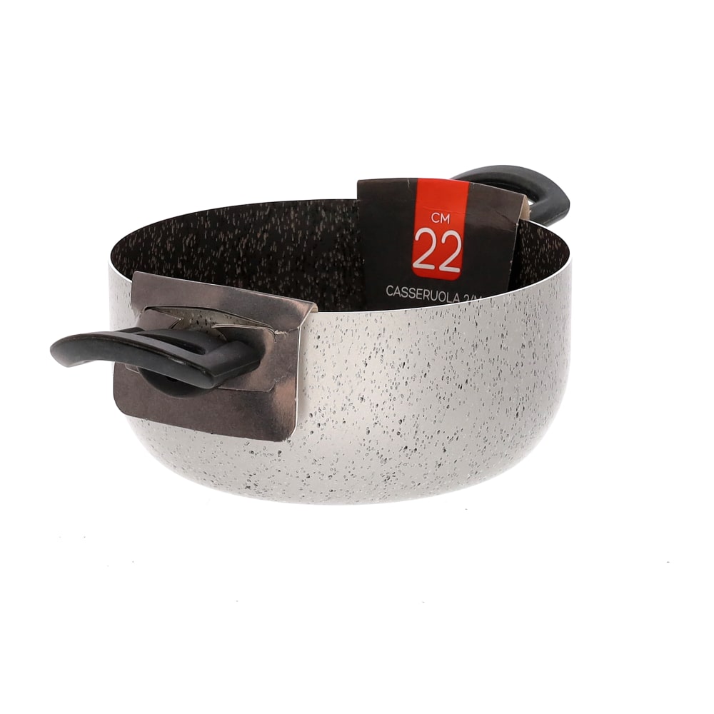 Casserole with two handles, non-stick, easy to handle, PFOA-free, scratch-resistant aluminum, practical, fast cooking, made in Italy