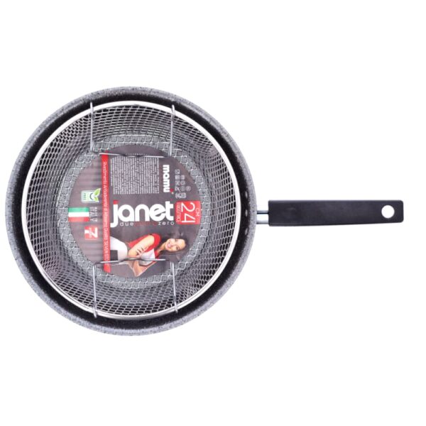 Friggitrice con un manico antiaderente maneggevole alluminio PFOA free antigraffio pratica cottura veloce made in italy