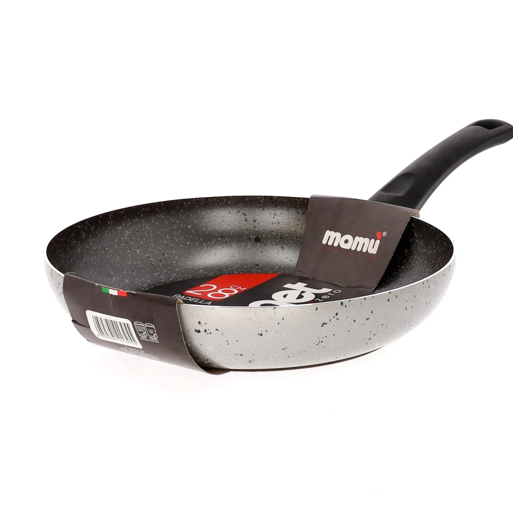 Leicht zu handhabende, kratzfeste, PFOA-freie Aluminium-Antihaftpfanne für schnelles Kochen, hergestellt in Italien.