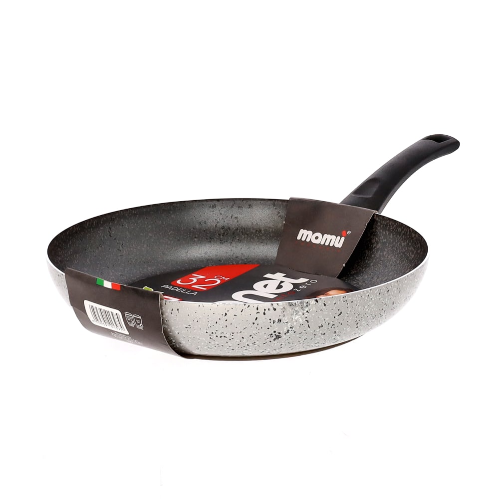 Leicht zu handhabende, kratzfeste, PFOA-freie Aluminium-Antihaftpfanne für schnelles Kochen, hergestellt in Italien.