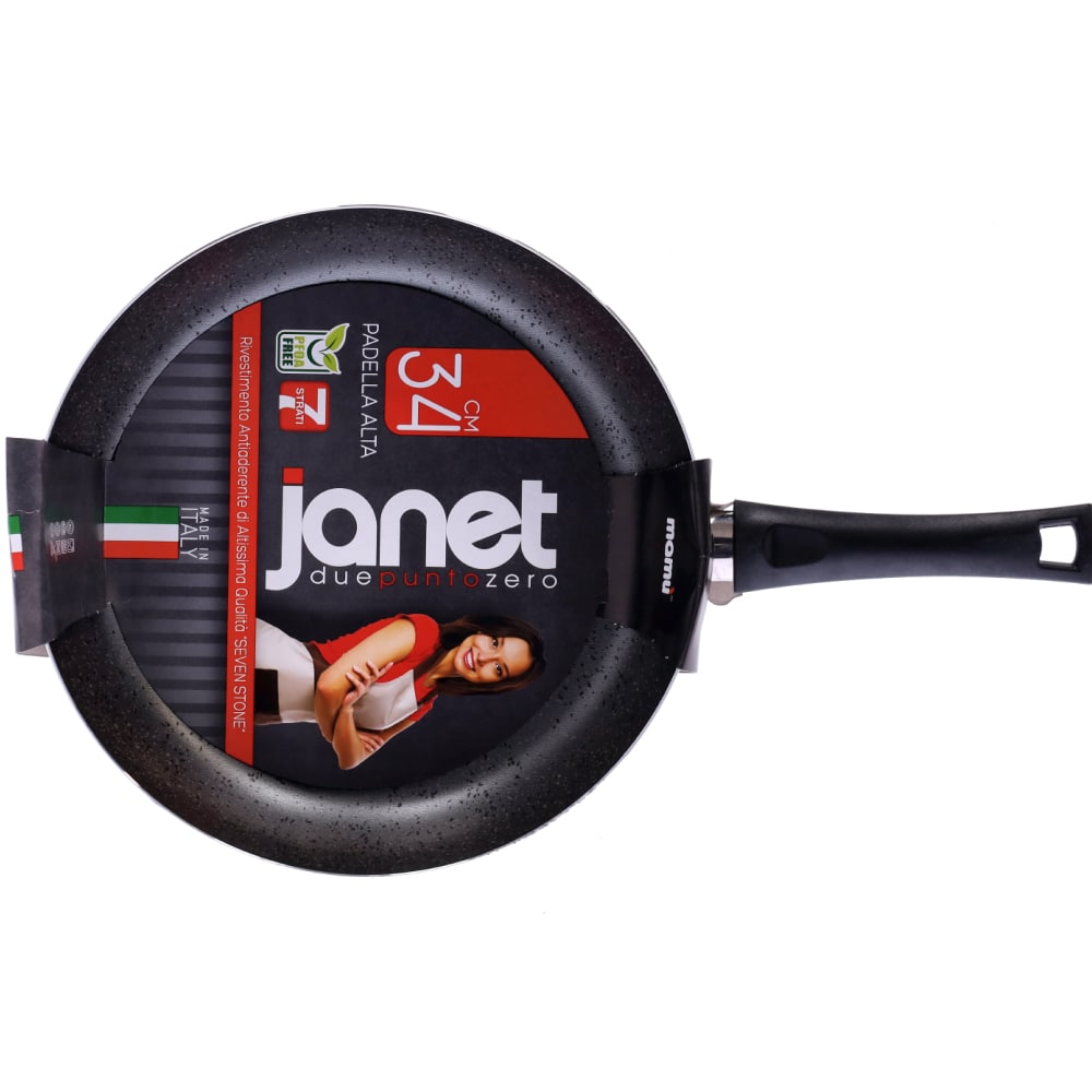 Antihaftbeschichtete, handliche, kratzfeste und PFOA-freie Aluminiumpfanne mit praktischem Griff für schnelles Kochen, hergestellt in Italien.