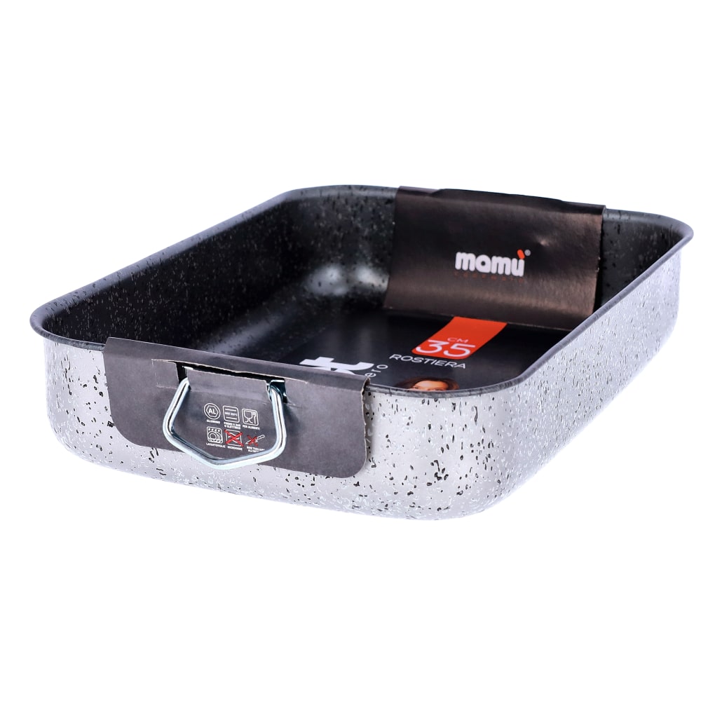 Non-stick roasting pan, easy to handle, PFOA-free, scratch-resistant aluminum, practical, fast cooking, made in Italy
