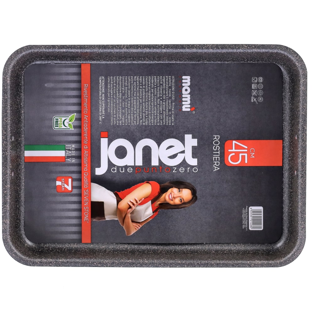 Non-stick roasting pan, easy to handle, PFOA-free, scratch-resistant aluminum, practical, fast cooking, made in Italy