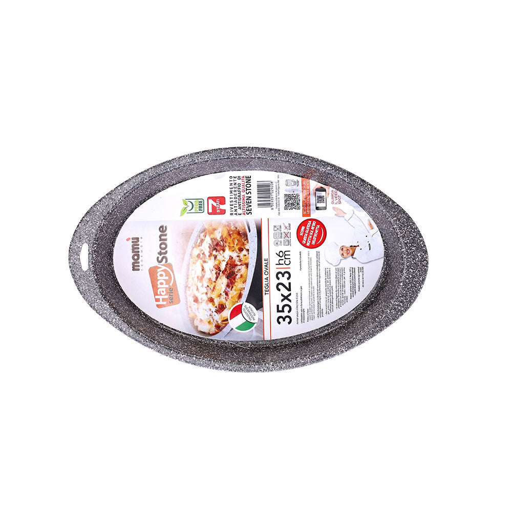 Mamù Set 2 pezzi teglie da forno quadrata e ovale antiaderenti antigraffio in alluminio made in italy_9 - 9
