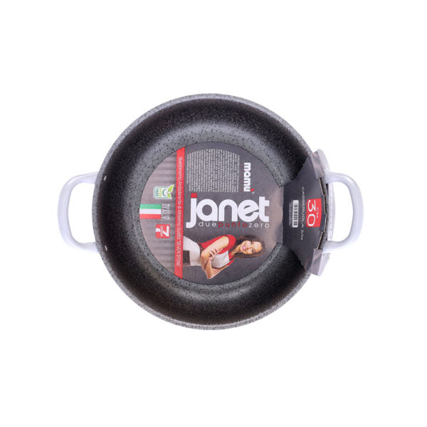 Kasserolle mit zwei Griffen aus antihaftbeschichtetem Gusseisen, leicht zu handhaben, PFOA-frei, kratzfestes Aluminium, praktisch, schnelles Garen, hergestellt in Italien