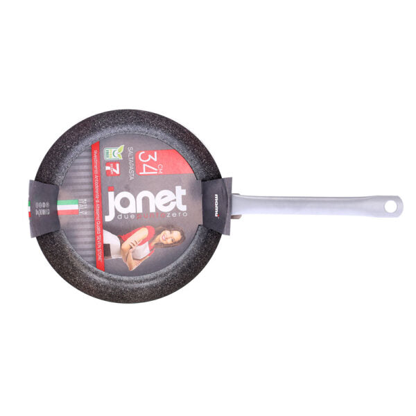 Antihaftbeschichtete, handliche Aluminium-Bratpfanne mit langem Eisengriff, PFOA-frei, kratzfest, praktisch, schnelles Kochen, hergestellt in Italien