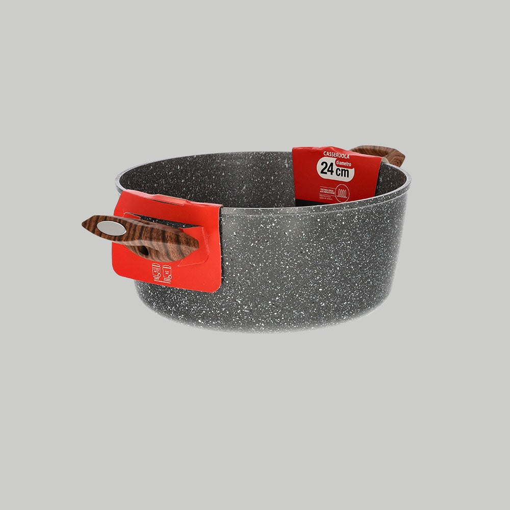 Extra-resistant thick induction casserole dish with two handles