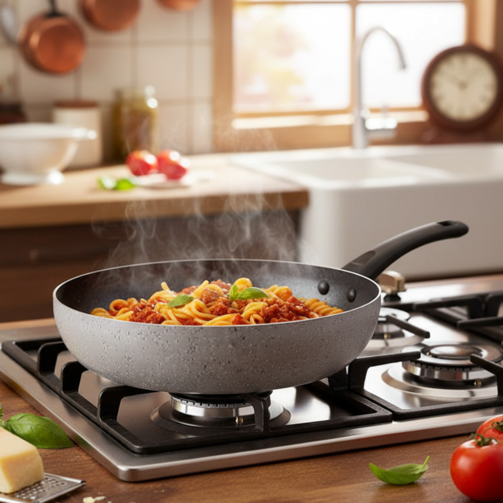 Mamù Set 2 pezzi cucinare a casa con pentola e padella antiaderenti in alluminio PFOA free made in italy_2