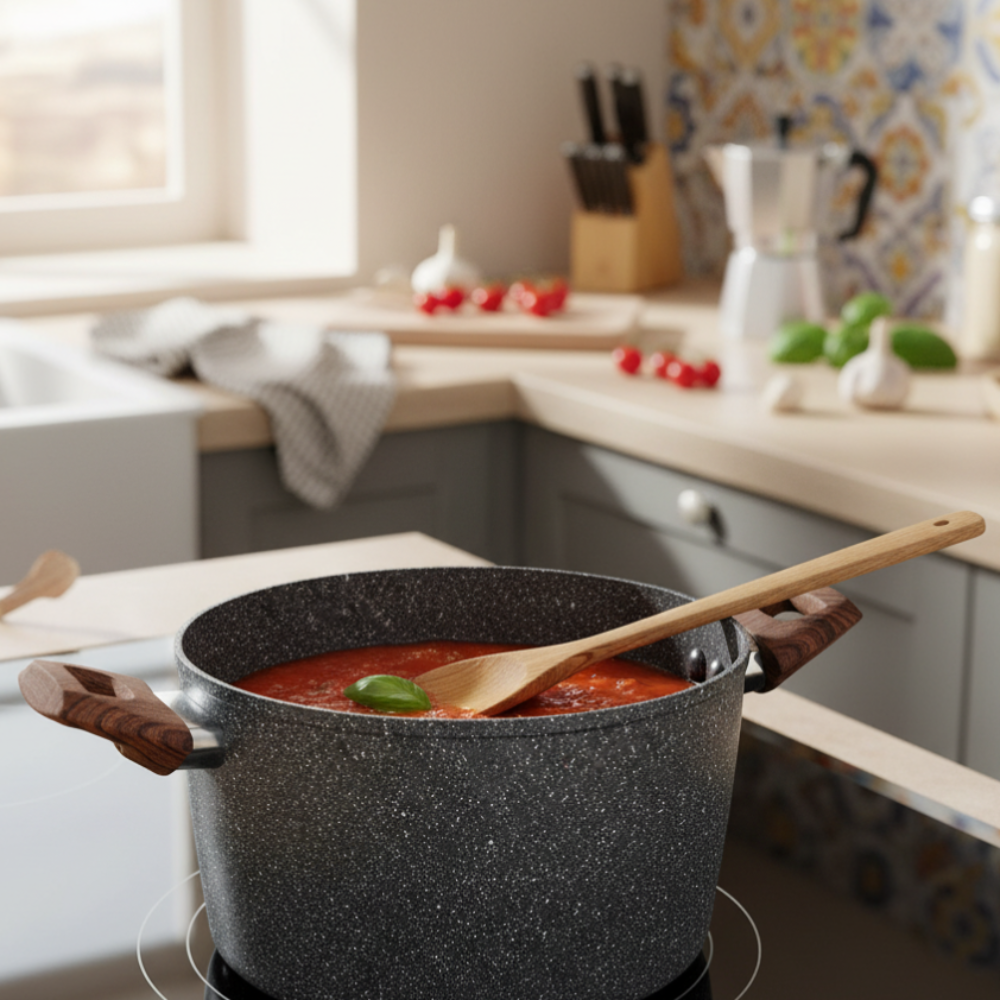 Induction pan with extra-resistant high thickness