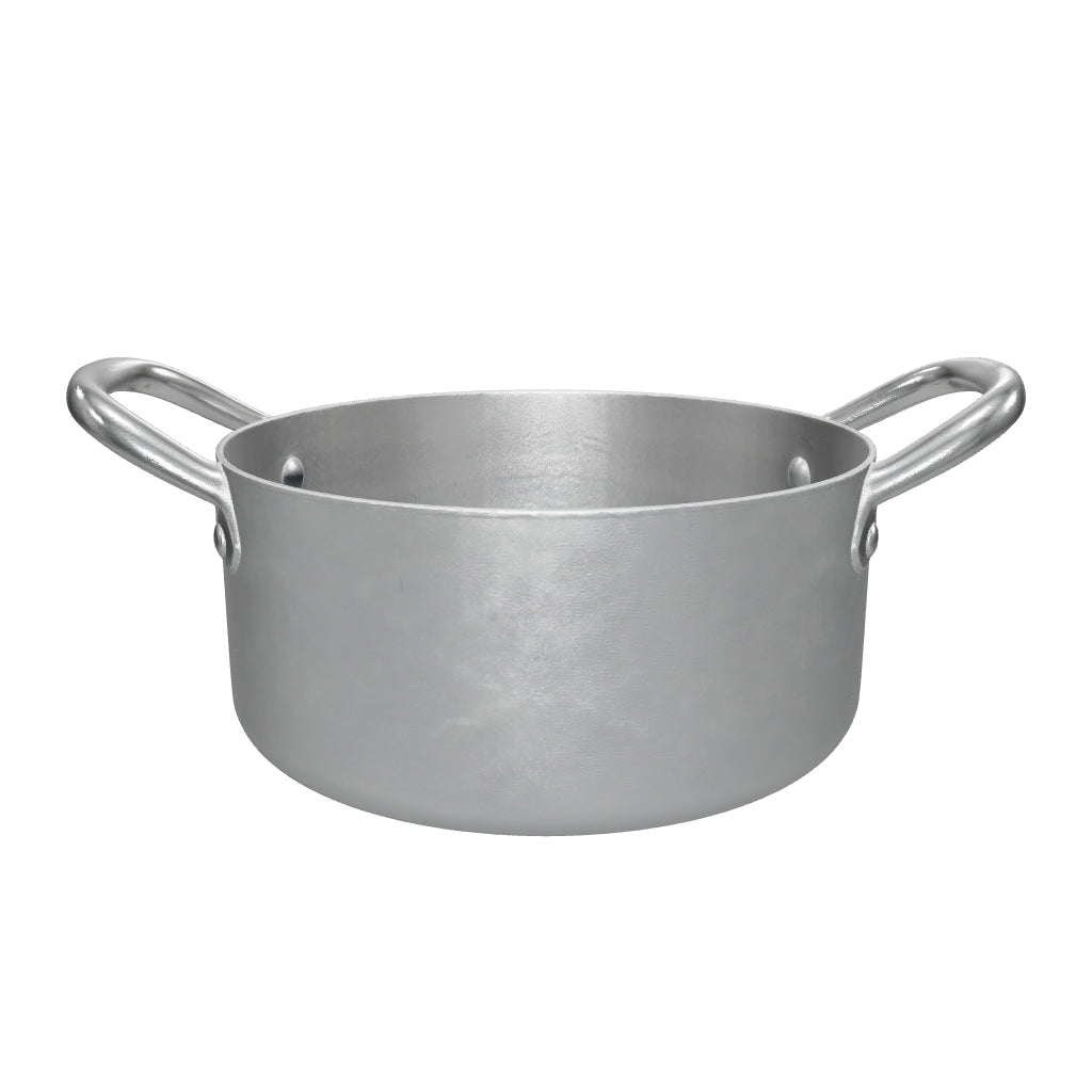 Casseruola in alluminio bianco con due manici in ferro piccola misura made in italy_9