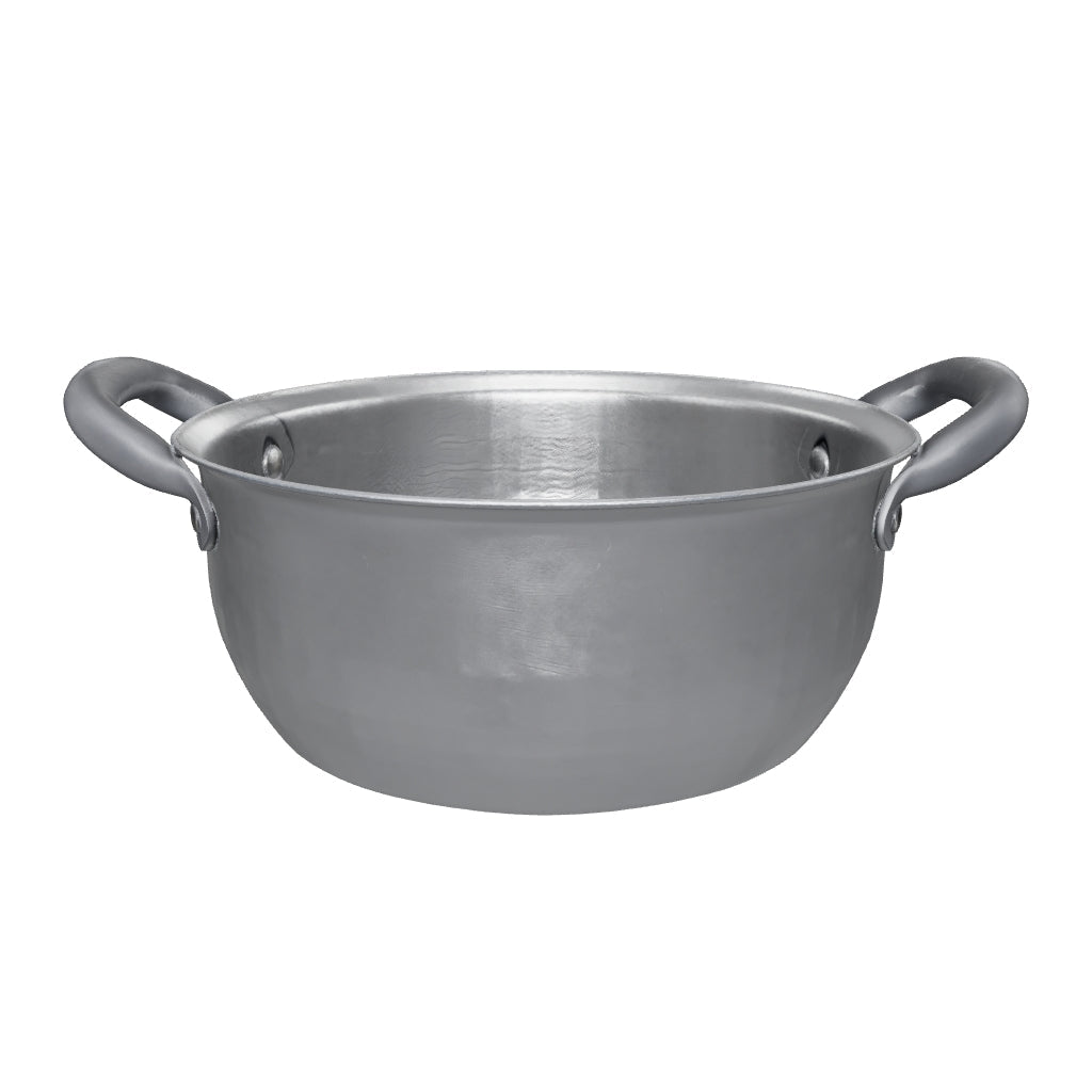 Casseruola con due manici in alluminio bianco con manico in ferro capiente horeca casalinga made in italy - 1