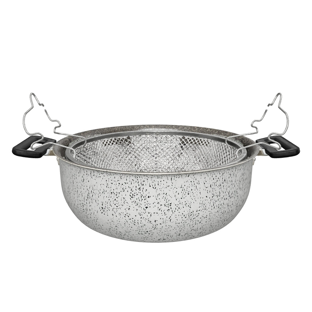 Friggitrice con due manici antiaderente maneggevole alluminio PFOA free antigraffio pratica cottura veloce made in italy_9
