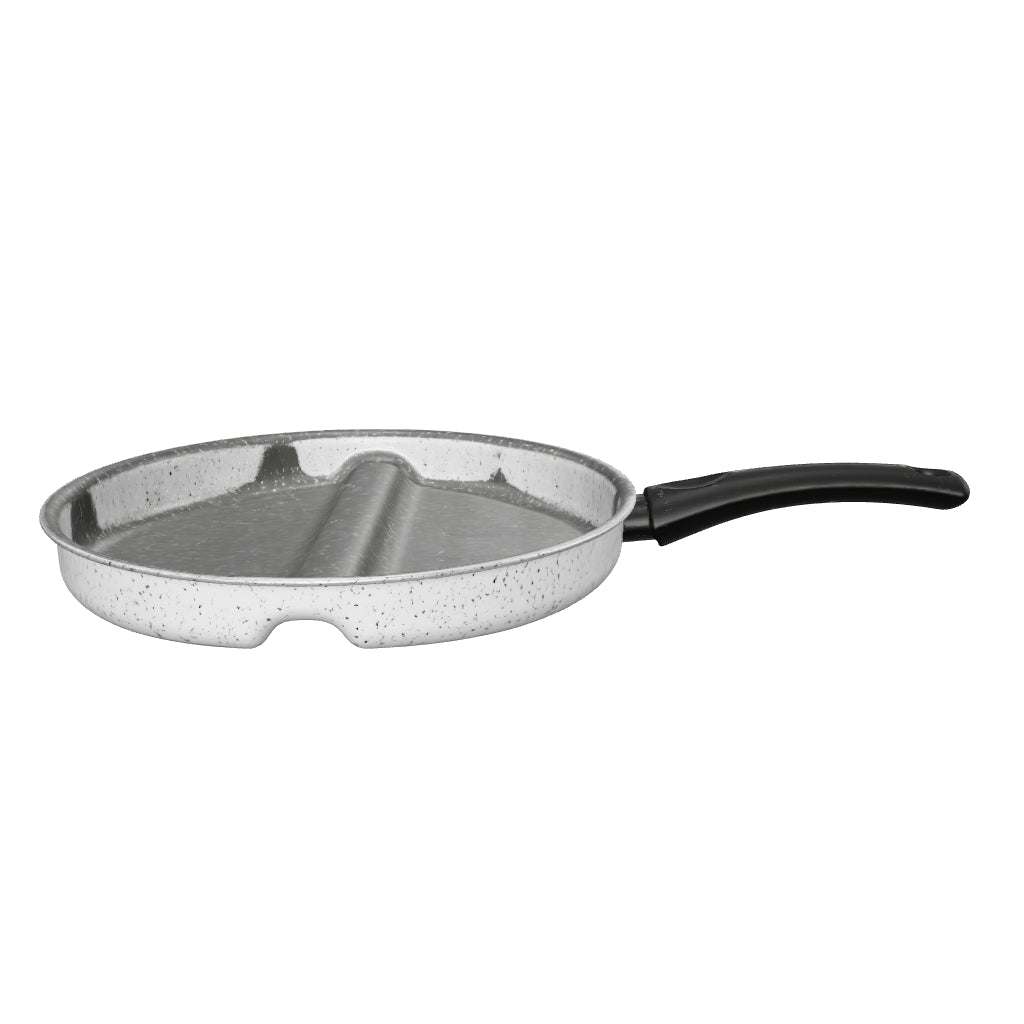 Padella doppia cottura antiaderente in alluminio con separatore con un manico antigraffio made in italy_9