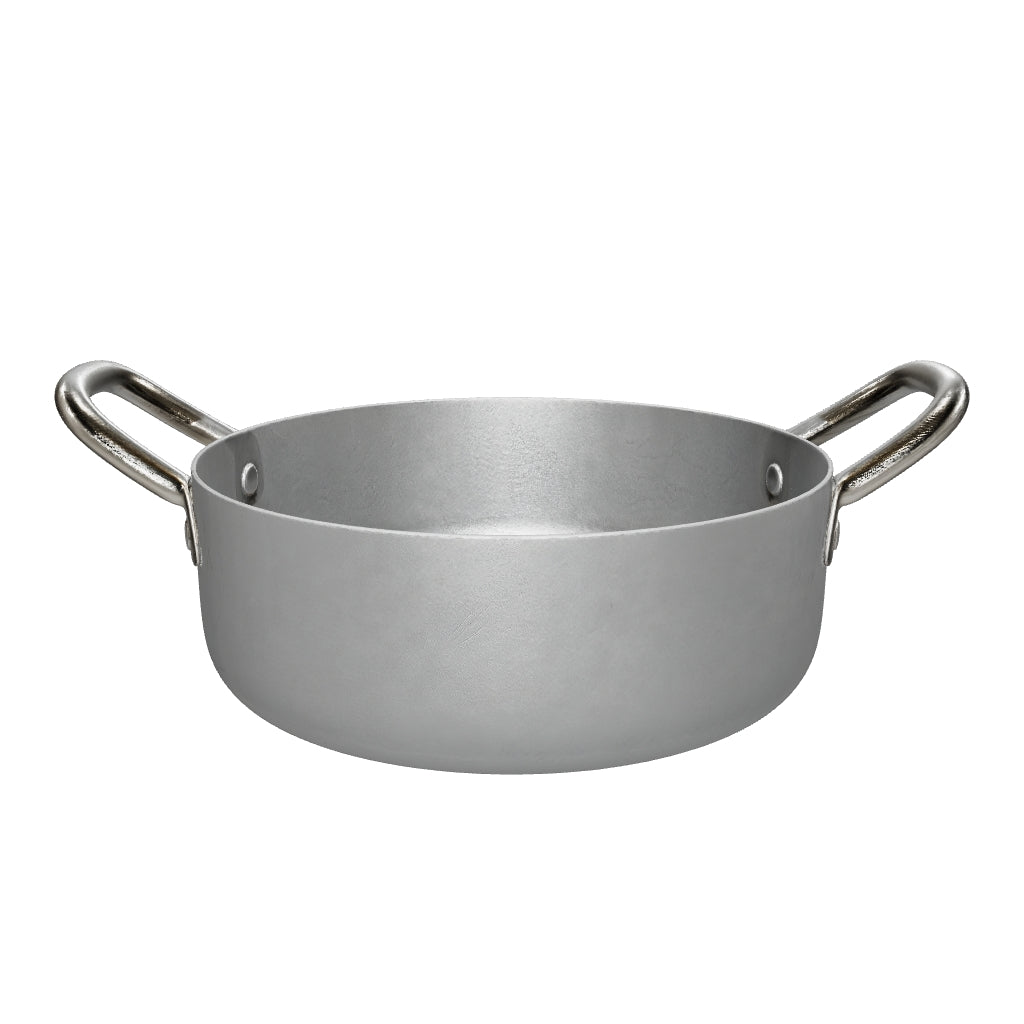 Tegame in alluminio bianco con due manici in ferro piccola misura made in italy_9