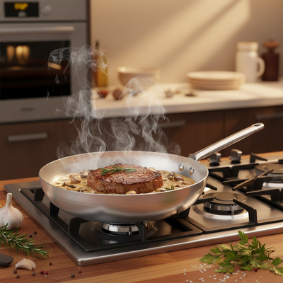 Padella alluminio puro linea professionale durevole 99,5% alluminio puro made in italy