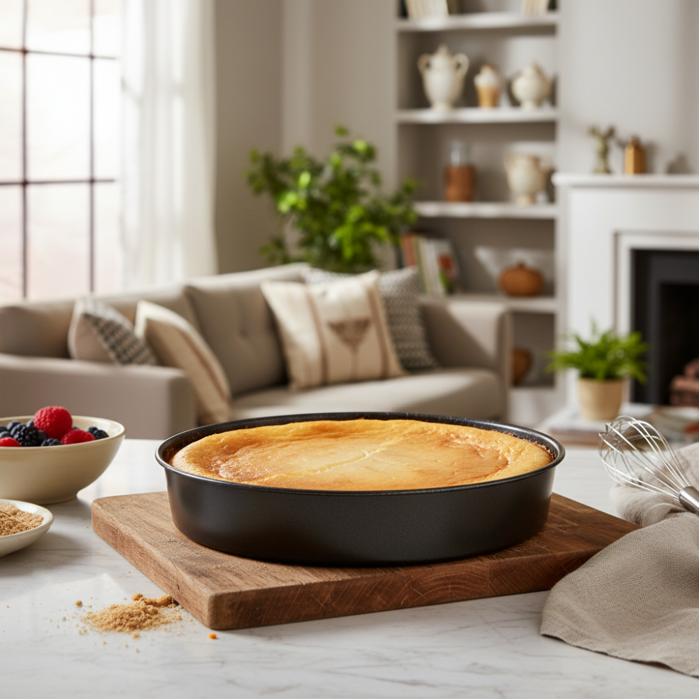 7-layer non-stick aluminum cake pan, PFOA-free, scratch-resistant, made in Italy.