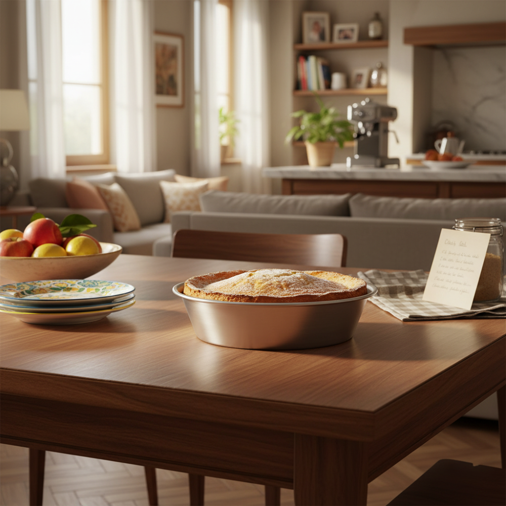 Durable white aluminum conical cake pan made in Italy